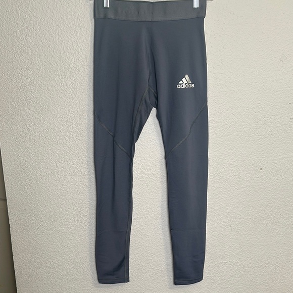 Adidas Grey Pull On Womens Leggings Size Medium Activewear Running Gym - Picture 1 of 13